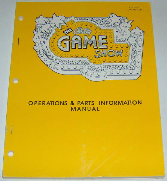 (image for) Bally The Game Show Operations & Parts Information Manual - Click Image to Close